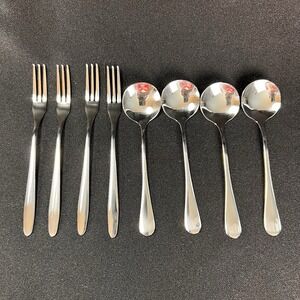 Unbranded Flatware Set 8pc Silver Excellent Stainless Steel Forks Spoons